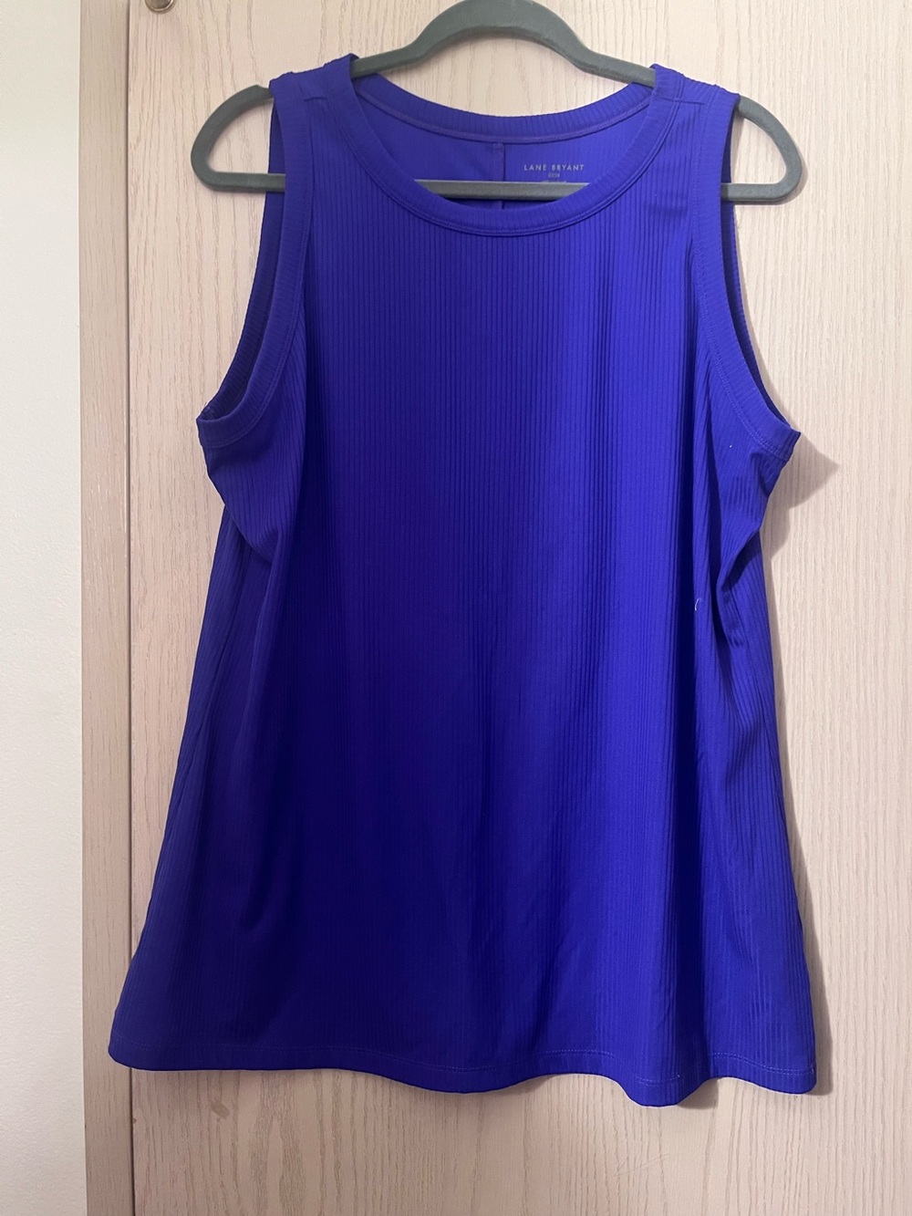 Lane Bryant Royal Purple Ribbed Cold-Shoulder Tank
